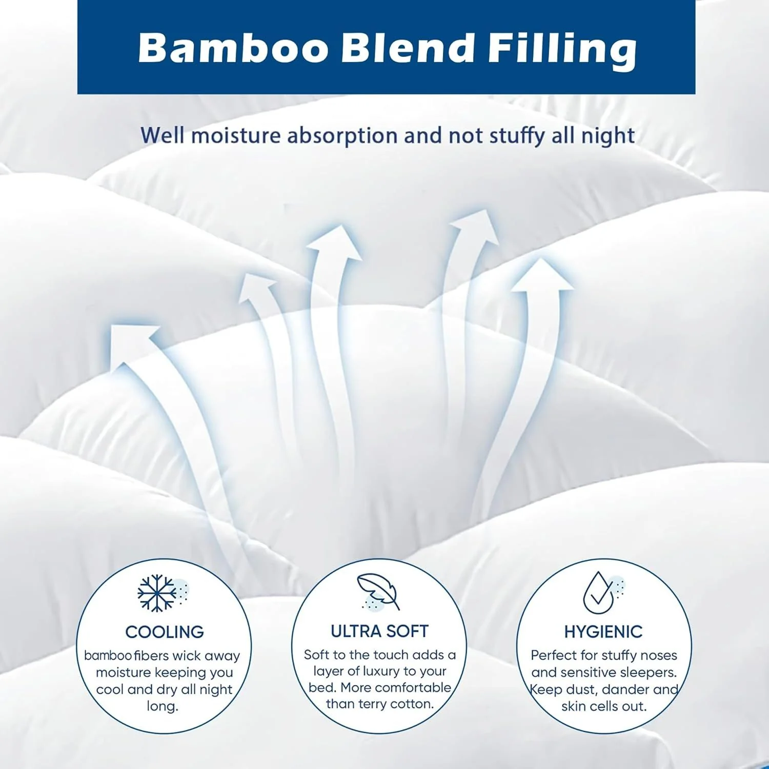 Giselle Bedding | Bamboo Viscose Pillowtop Mattress Topper | 1000GSM | Double | Beige - Image 3