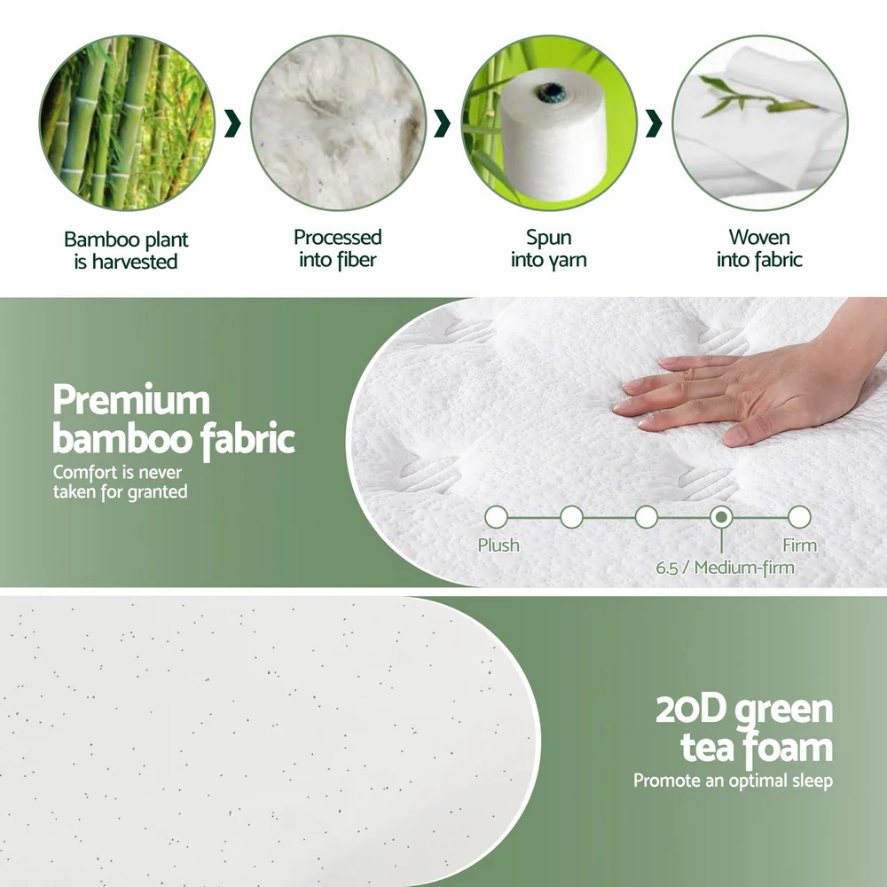 20cm Giselle Mattress Green Tea Mattresses Queen - Image 6