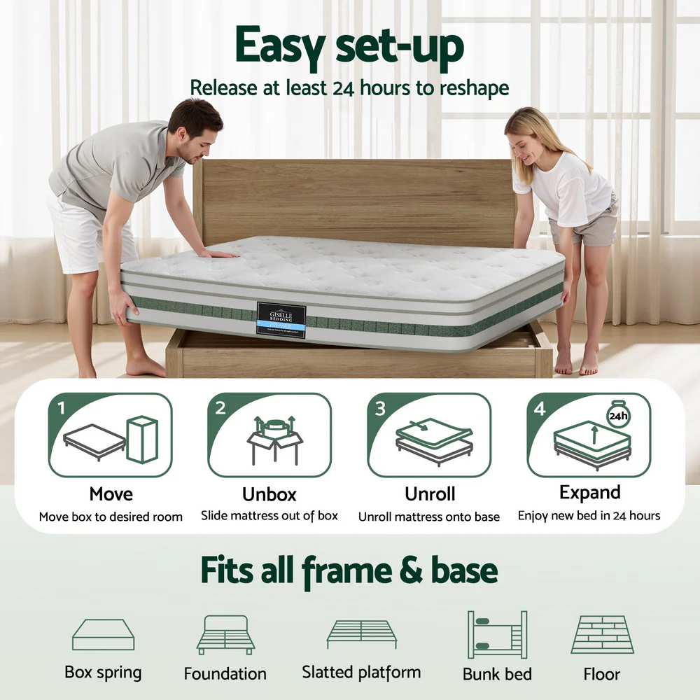 20cm Giselle Mattress Green Tea Mattresses Queen - Image 7