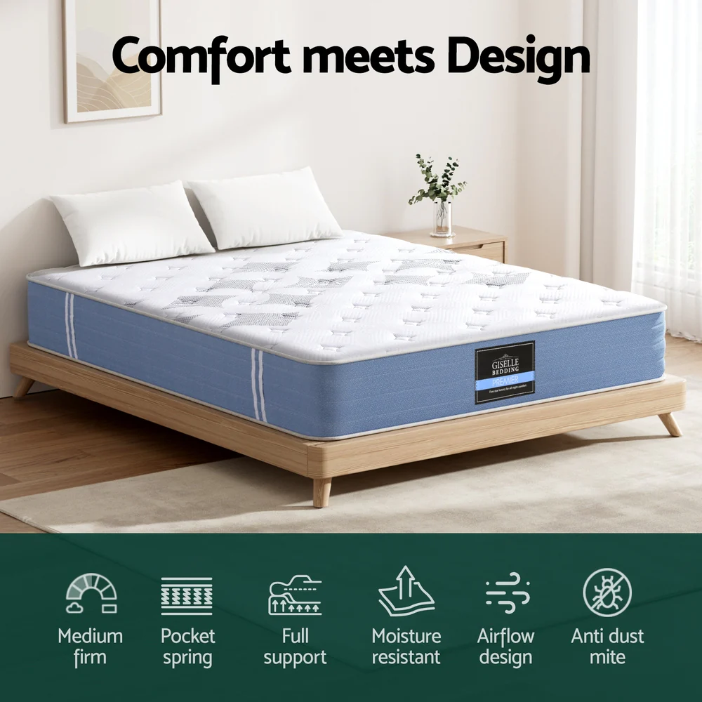 25cm Giselle Mattress Pocket Spring Mattresses Double - Image 5