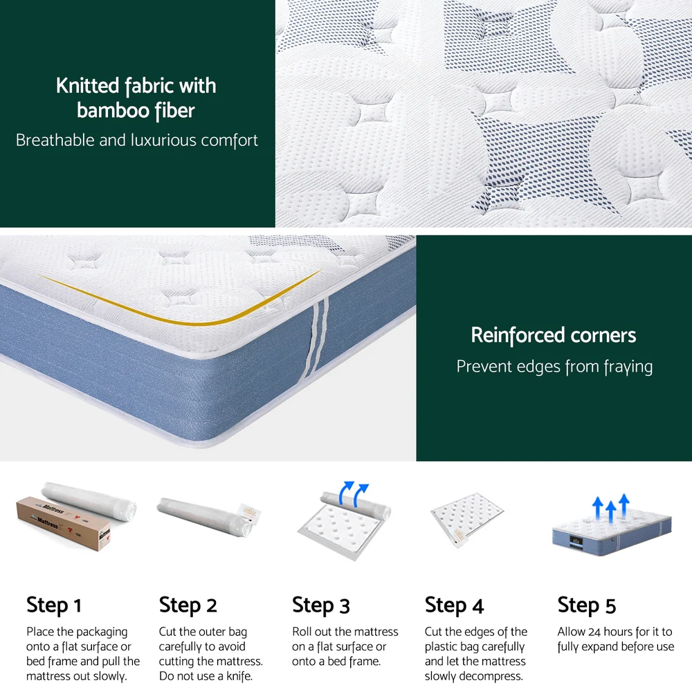 25cm Giselle Mattress Pocket Spring Mattresses Single - Image 7