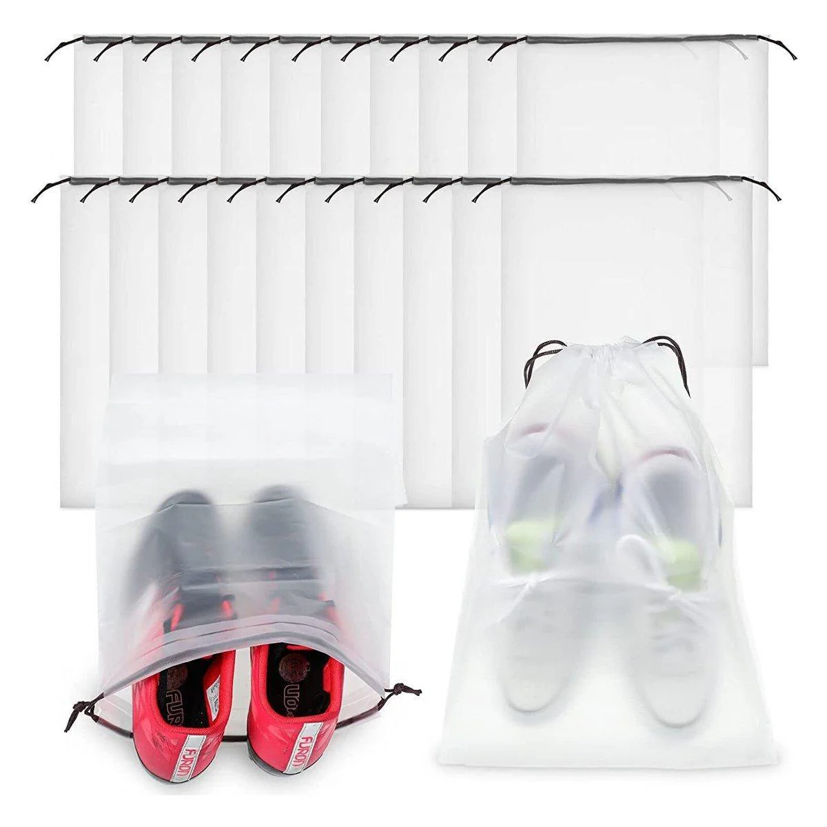 25PCS Portable Travel Shoe Bags Sport Storage Pouch Drawstring Dust Organizer - White-30*35cm - Image 4