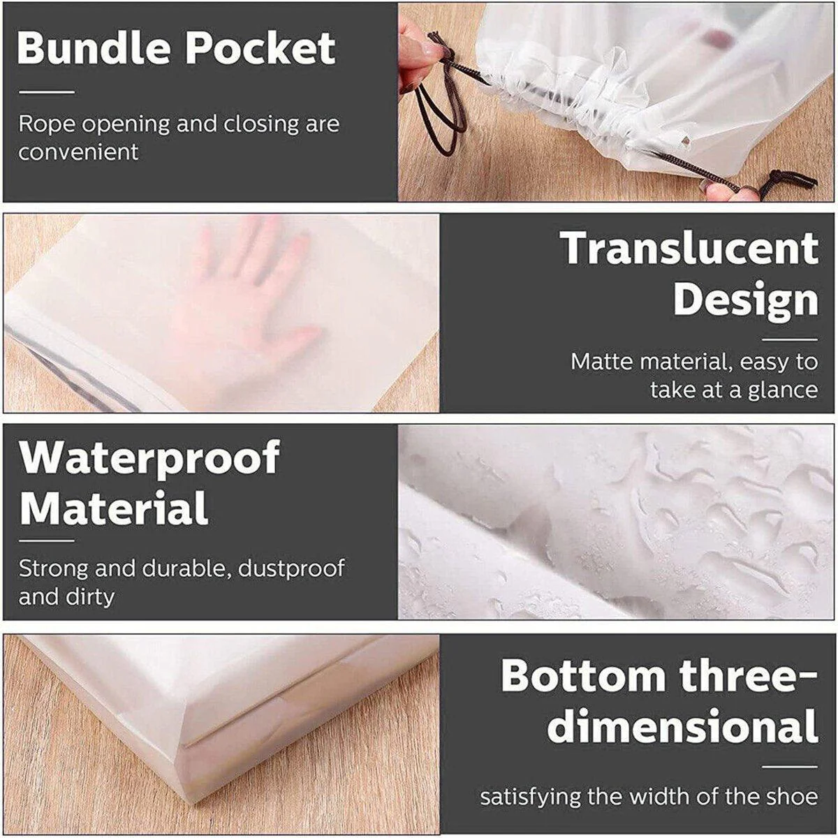 25PCS Portable Travel Shoe Bags Sport Storage Pouch Drawstring Dust Organizer - White-30*35cm - Image 5