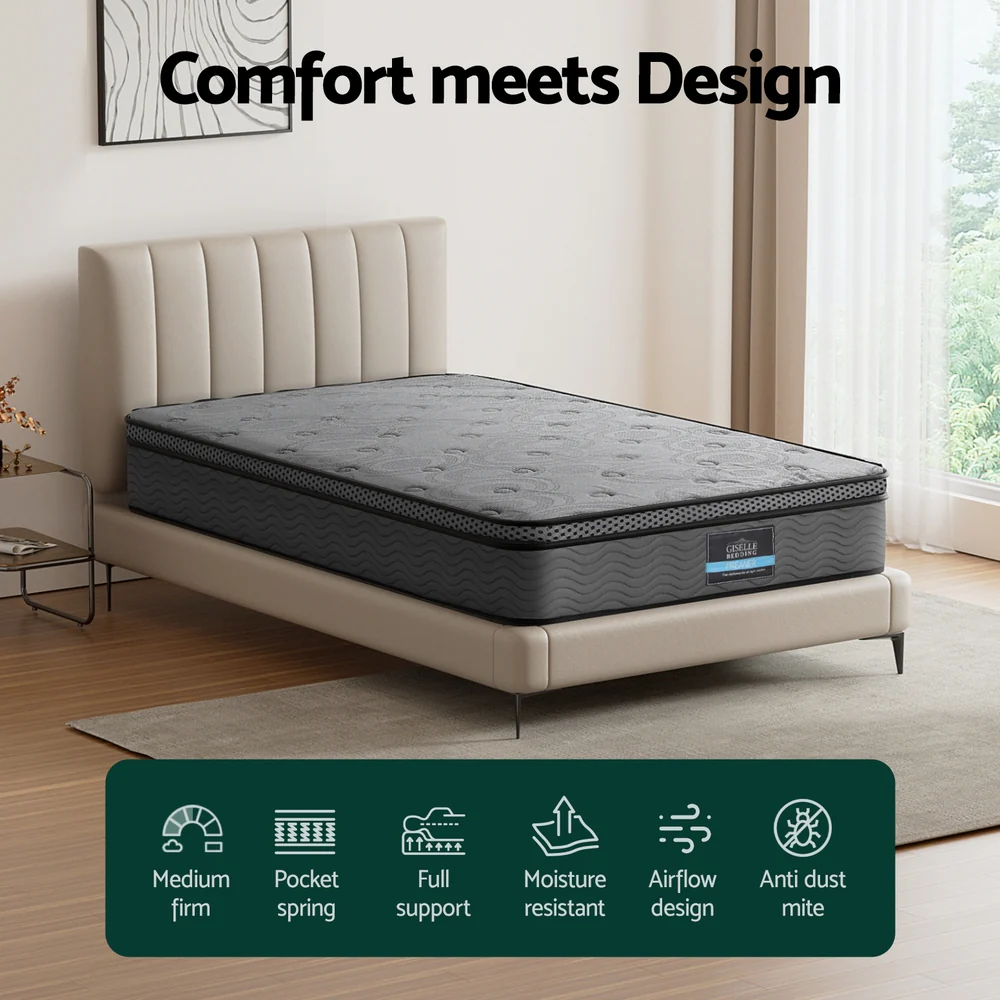 Giselle Bedding | Euro Top Pocket Spring Mattress | 26cm | Single - Image 4