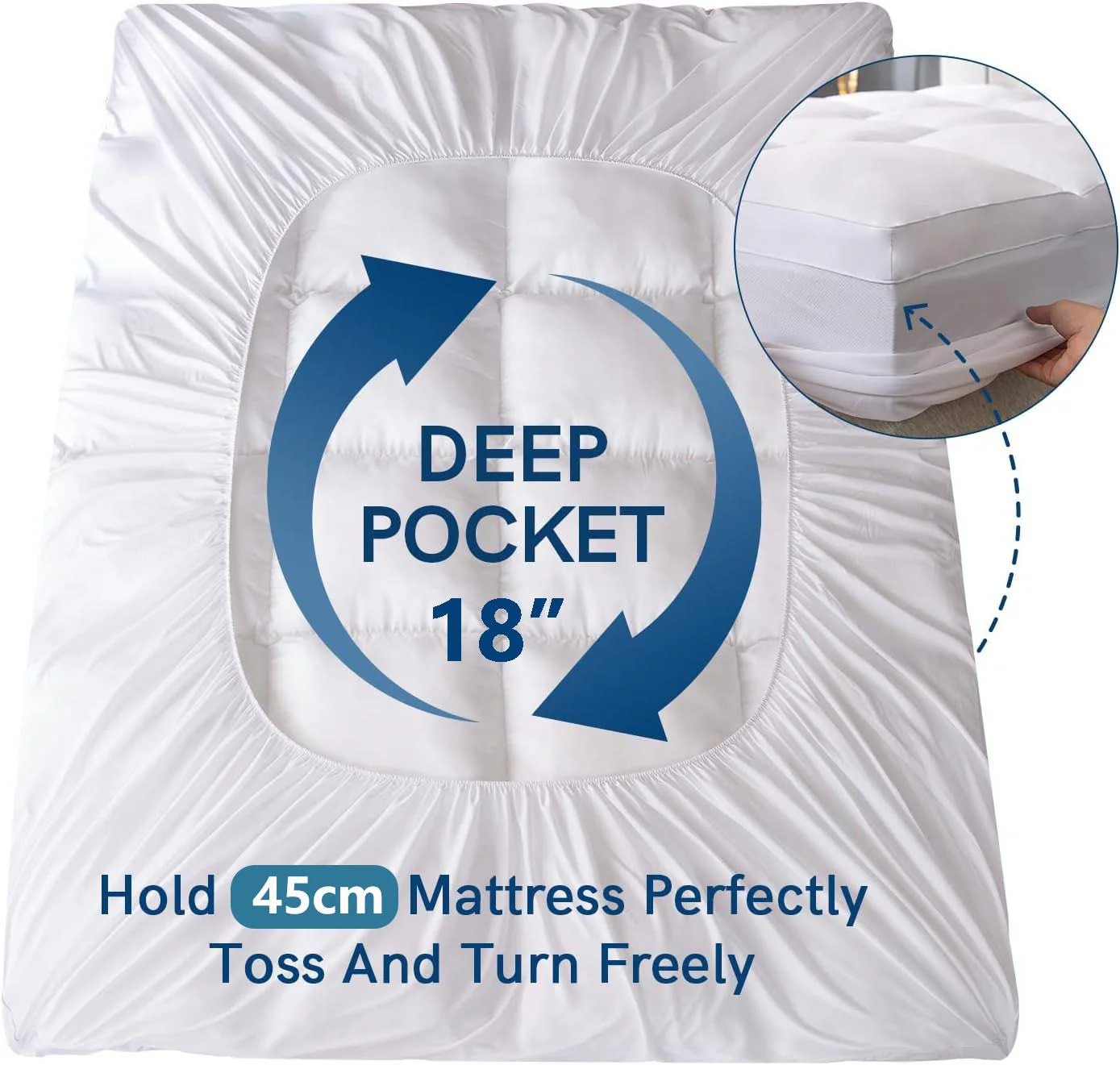 Giselle Bedding | Bamboo Viscose Pillowtop Mattress Topper | 800GSM | Double | Charcoal - Image 7