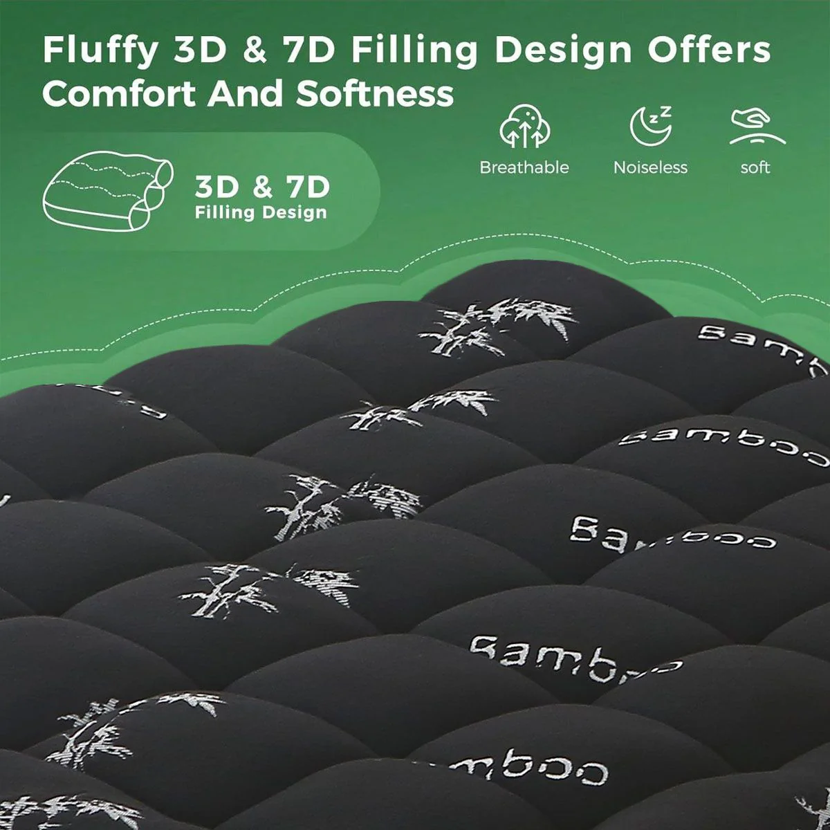 800GSM Bamboo Viscose Pillowtop Mattress Topper | King | Charcoal - Image 5