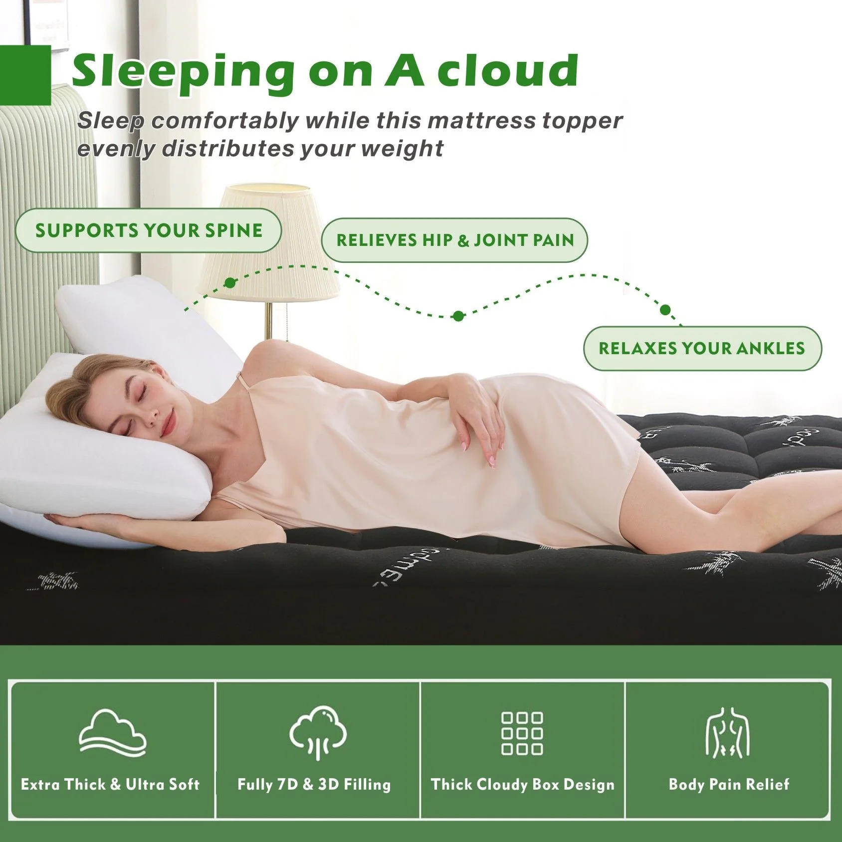 800GSM Bamboo Viscose Pillowtop Mattress Topper | King | Charcoal - Image 6