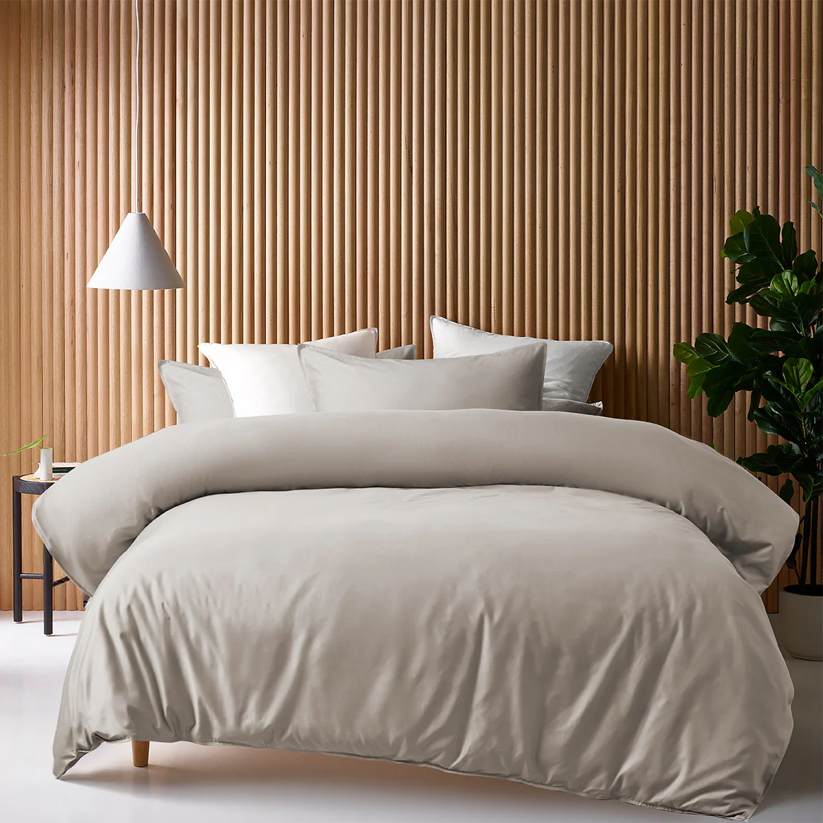 Accessorize | Bamboo Cotton Quilt Cover Set | 400TC | King | Stone