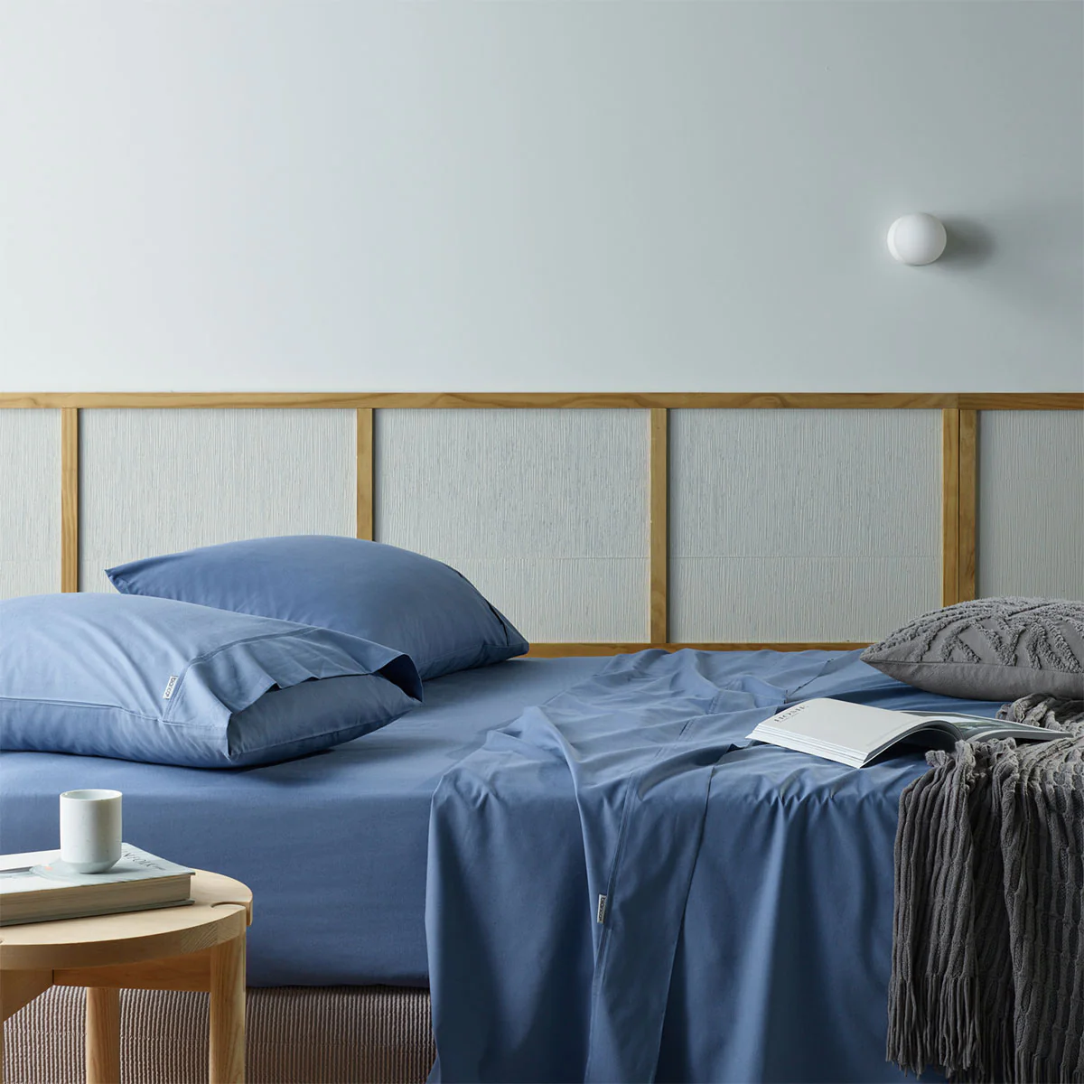 Bianca | Recycled Cotton Bamboo Sheet Set | Single | Blue