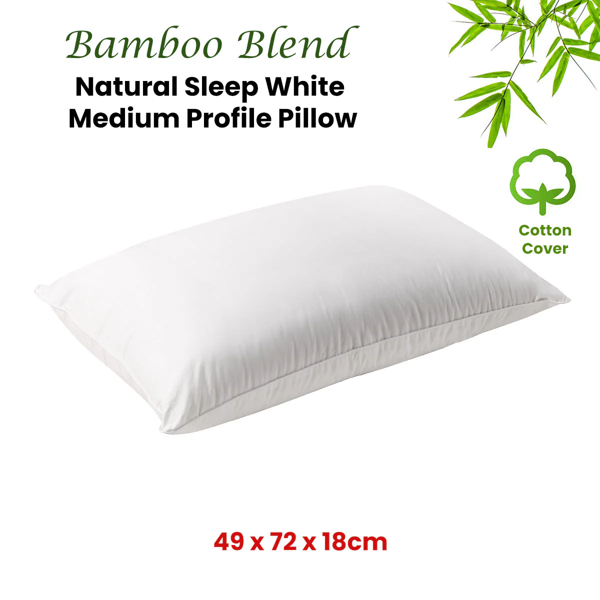 Bianca Natural Sleep Bamboo Blend Pillow | Medium Profile | 49 × 72cm - Image 2