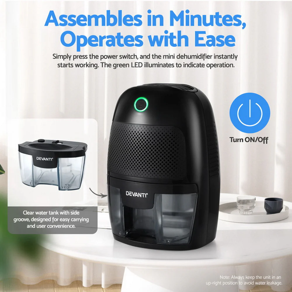 Devanti 600ml Mini Dehumidifier (Peltier) — Black | AU - Image 5