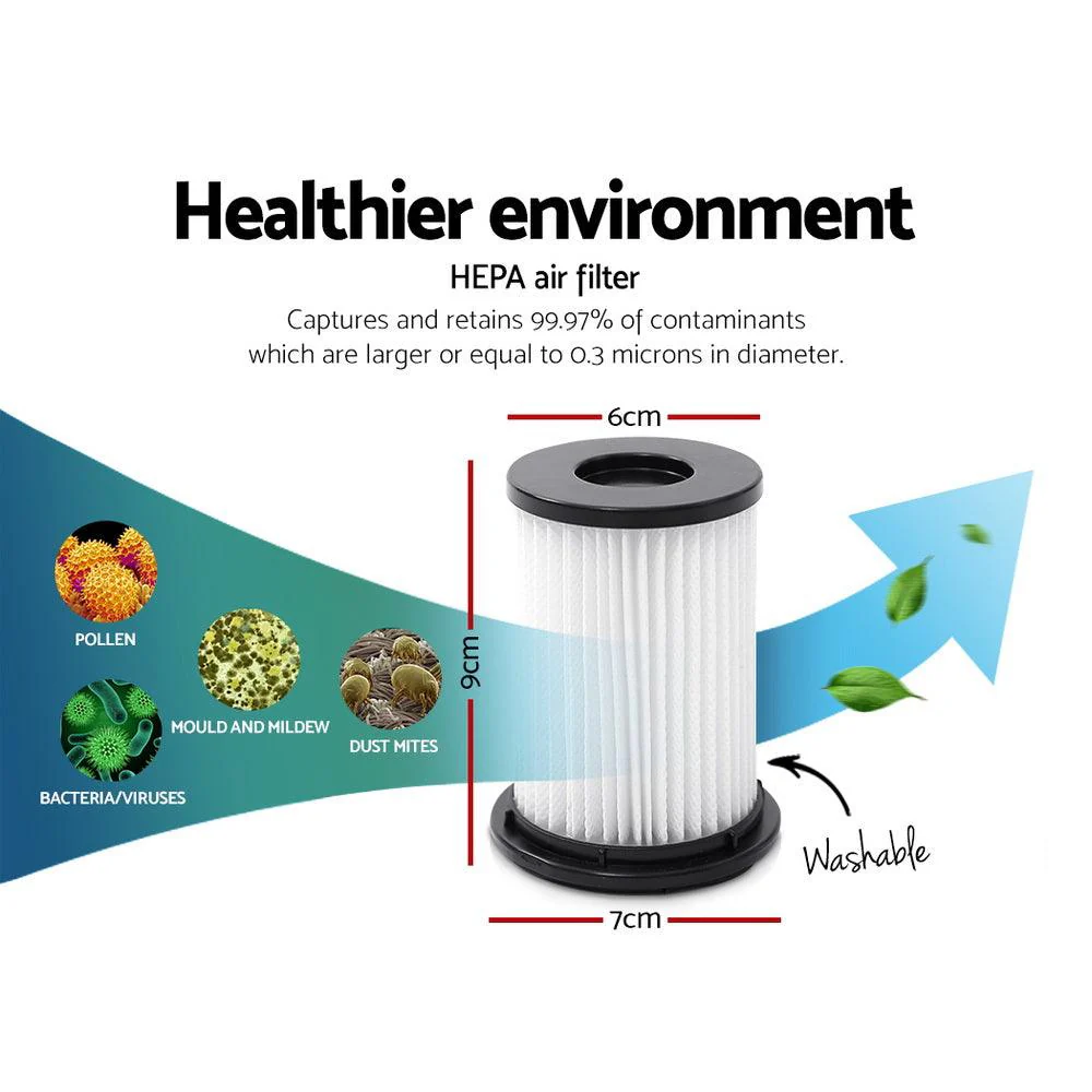 Devanti 150W Cordless Vacuum HEPA Filter — Washable, 3-Pack | AU - Image 4