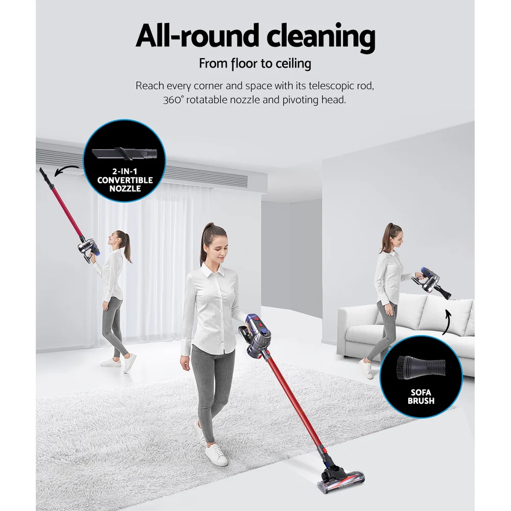 Devanti Stick Vacuum Cleaner HEPA Filter I Red I  150W - Image 6