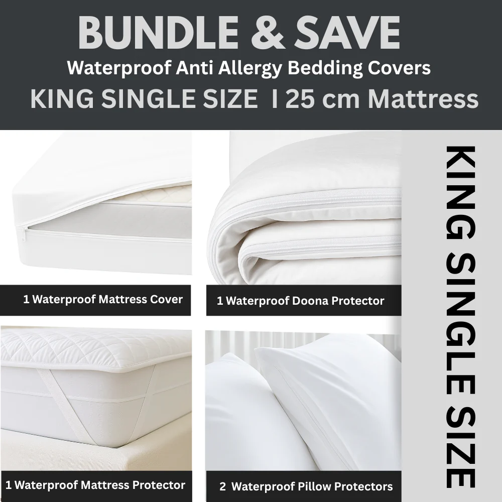 Dust Mite Covers for Bed Complete Set | Waterproof | KING SINGLE | 18-24cm Mattress - Image 12
