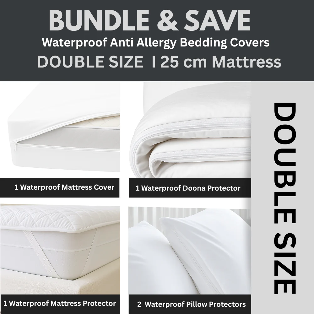 Dust Mite Covers for Bed Complete Set | Waterproof | DOUBLE | 18-24 cm Mattress - Image 15