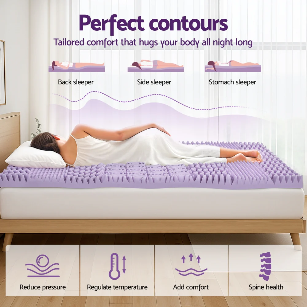 Giselle Bedding 8cm Lavender Memory Foam Mattress Topper | Bamboo Cover | 7-Zone | King - Image 4