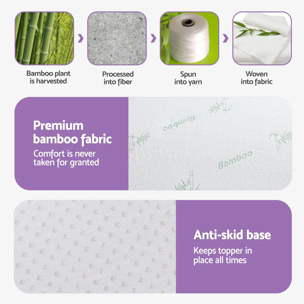 Giselle Bedding 8cm Lavender Memory Foam Mattress Topper | Bamboo Cover | 7-Zone | King - Image 6