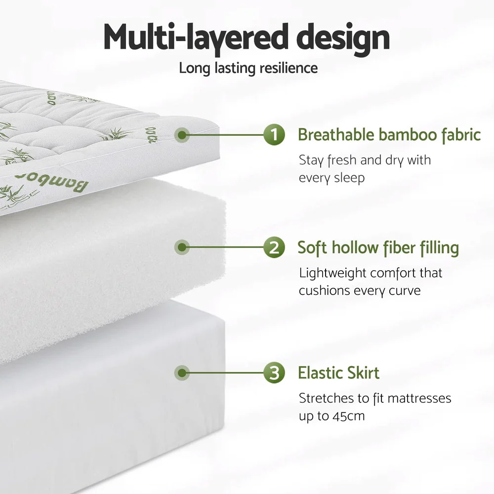 Giselle Bedding | Bamboo Cover Pillowtop Mattress Topper | 11cm | King Single - Image 6