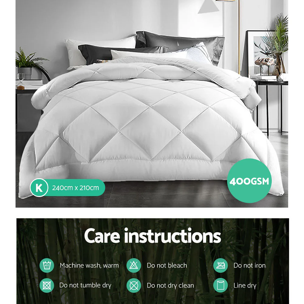 Giselle Bedding | Bamboo Microfibre Quilt | 400GSM | Summer | King - Image 4