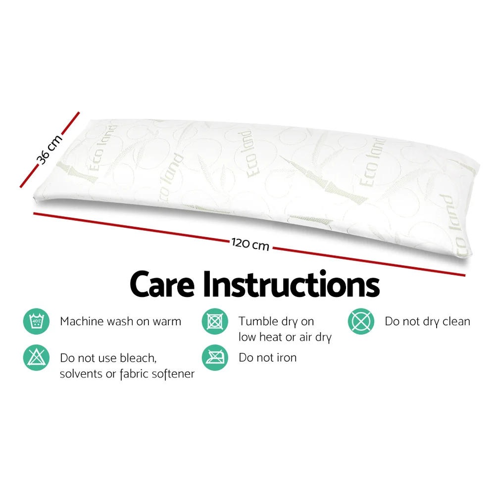 Body Pillow | Memory Foam Fill, Bamboo Cover, 120 × 36 × 24 cm - Image 3