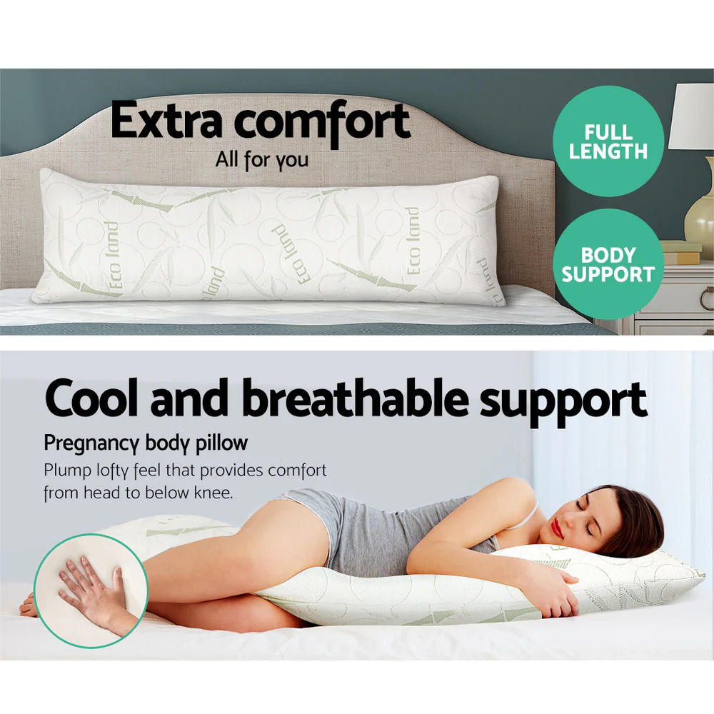 Body Pillow | Memory Foam Fill, Bamboo Cover, 120 × 36 × 24 cm - Image 4