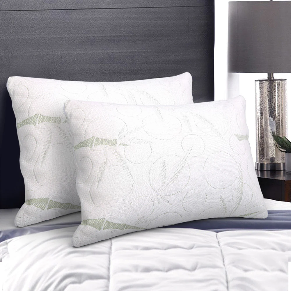 Giselle Bedding Shredded Memory Foam Pillow | Bamboo Cover | Twin Pack