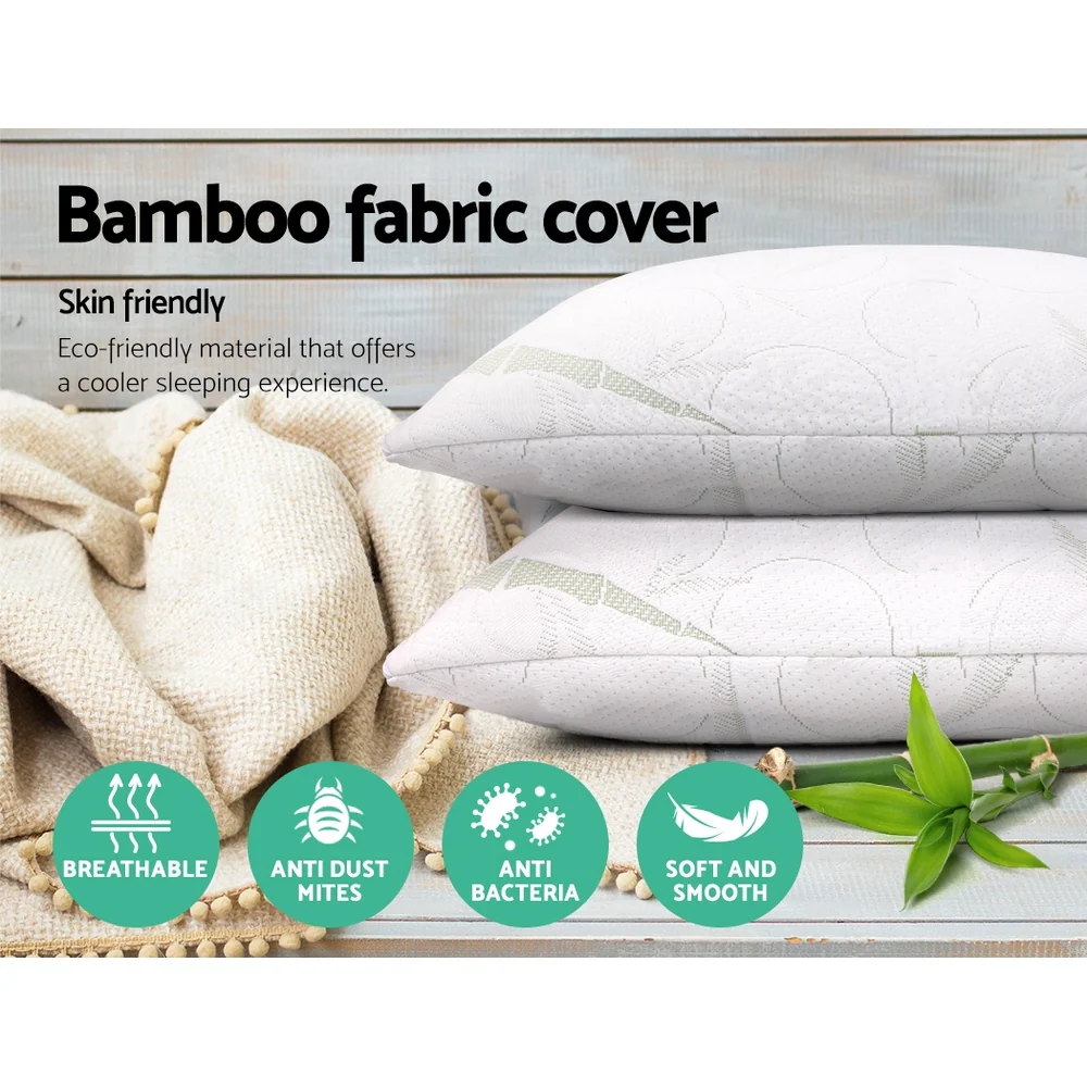Giselle Bedding Shredded Memory Foam Pillow | Bamboo Cover | Twin Pack - Image 4