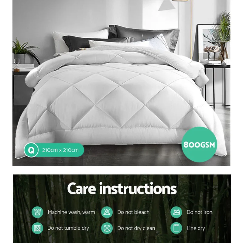 Giselle Bedding | Bamboo Microfibre Quilt | 800GSM | Winter | Queen - Image 6