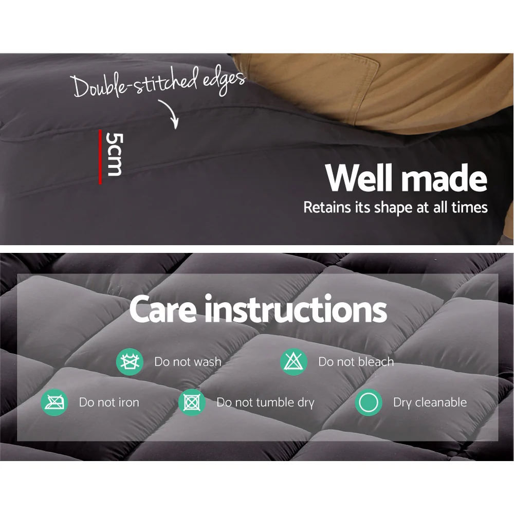 Giselle Bedding | Charcoal Bamboo Pillowtop Mattress Topper | 5cm | Queen - Image 3
