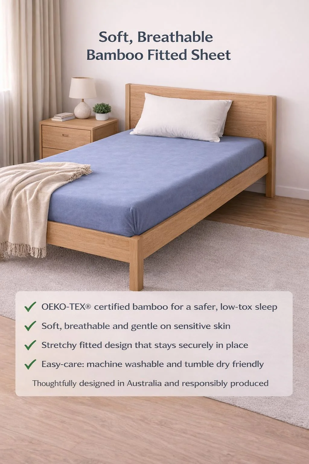 Honey & Stitch | Organic Bamboo Fitted Sheet | Single - Image 6