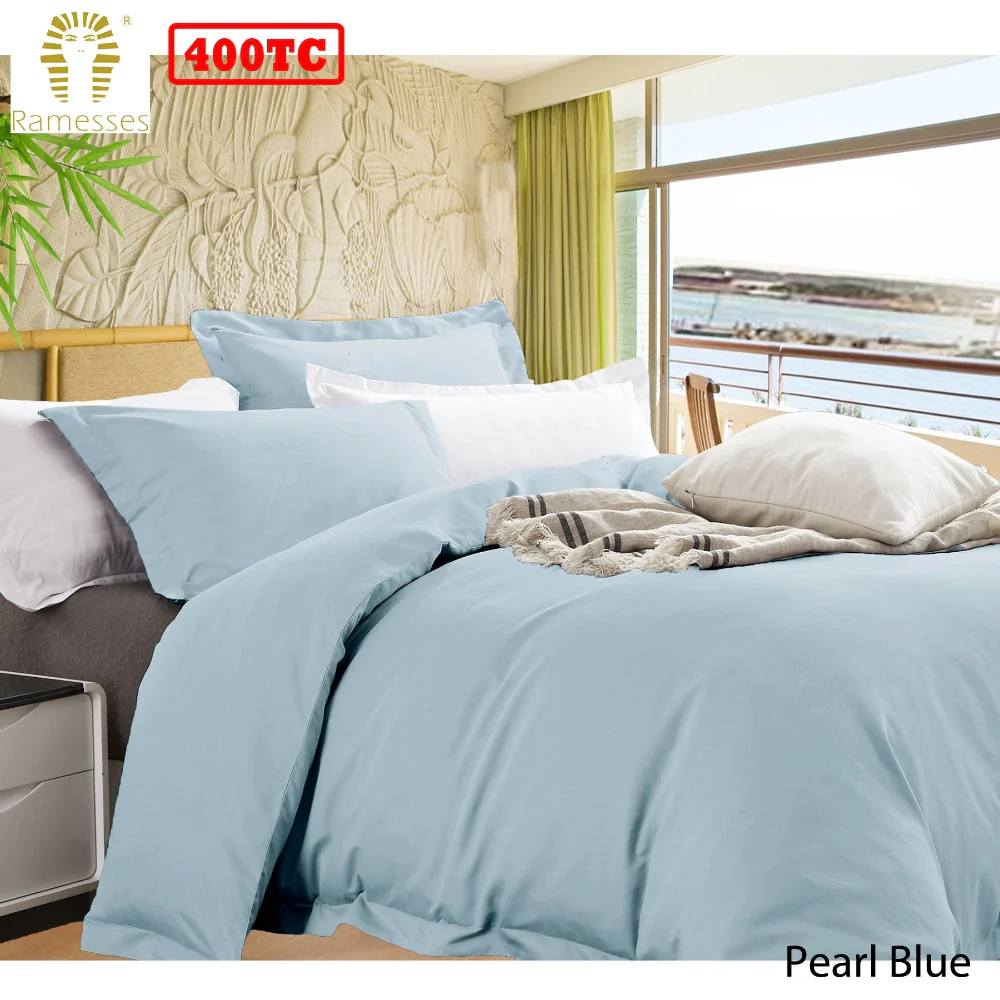 Ramesses | Bamboo Cotton Quilt Cover Set | 400TC | Queen | Pearl Blue