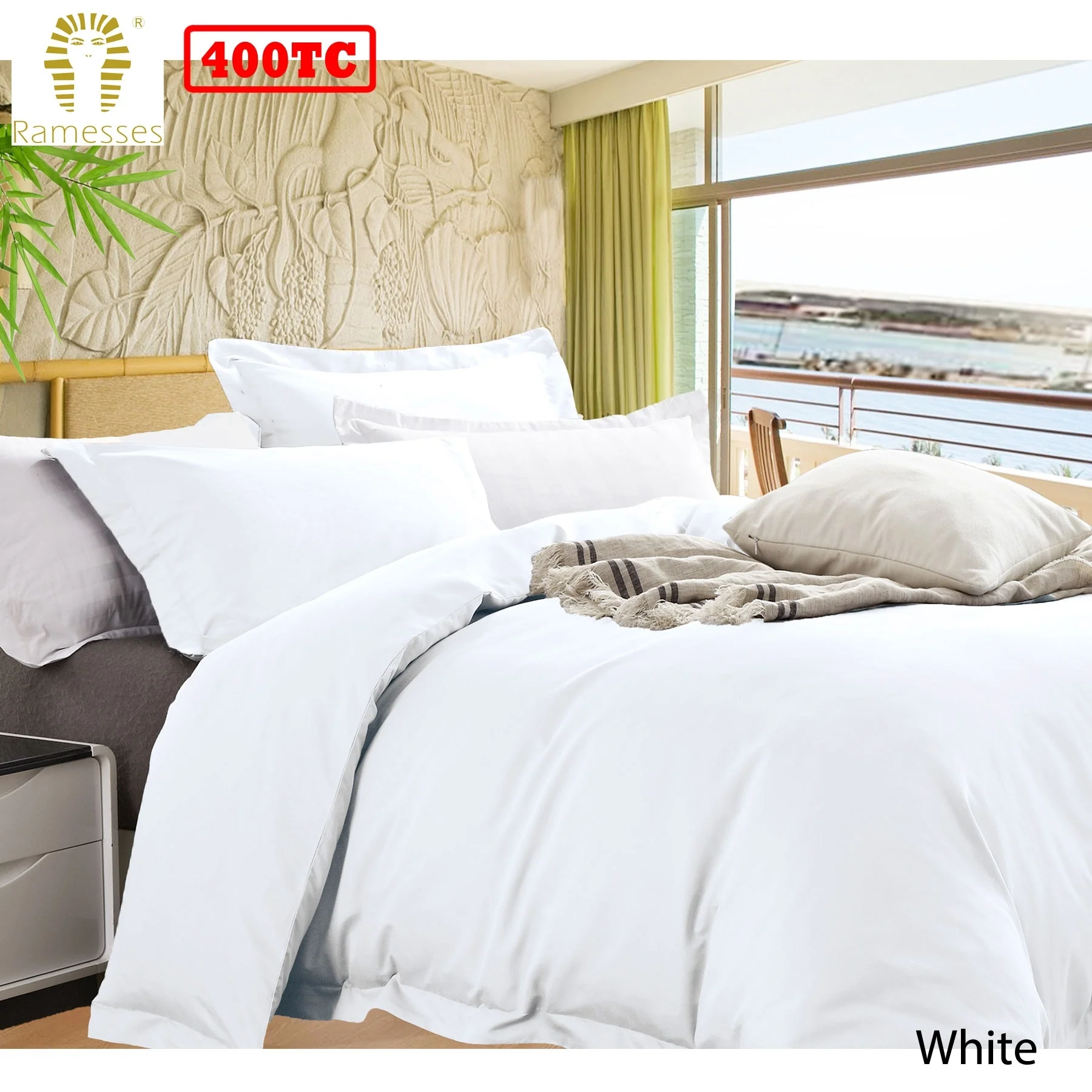 Ramesses 400TC Bamboo Cotton Quilt Cover Set | Queen | White
