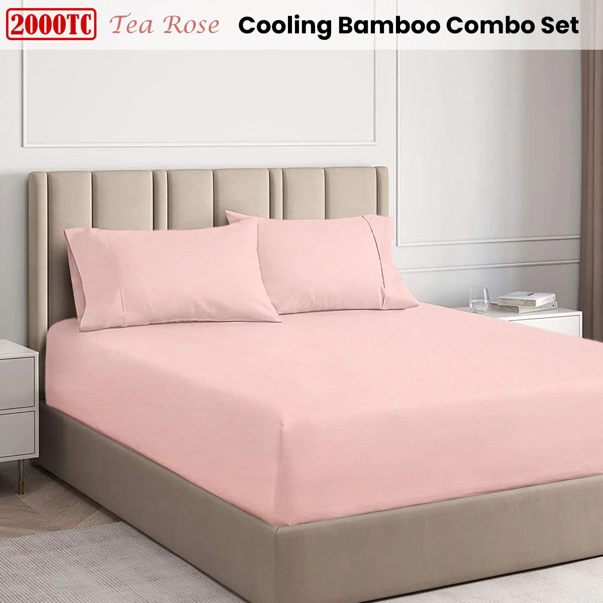 Ramesses | Cooling Bamboo Combo Set | 2000TC | Queen | Tea Rose - Image 2