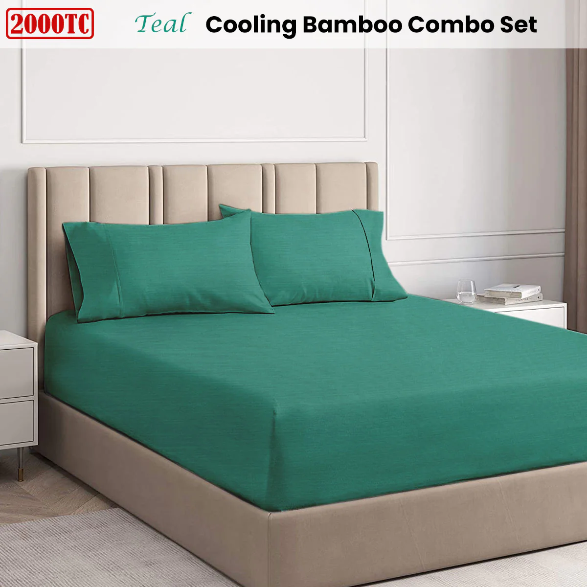 Ramesses | Cooling Bamboo Combo Set | 2000TC | Double | Teal - Image 2