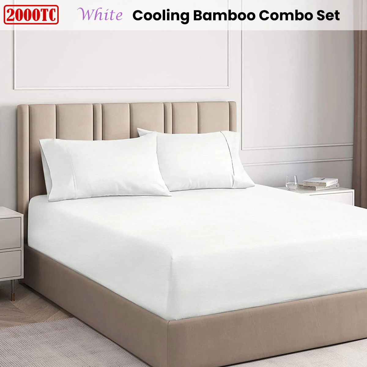 Ramesses | Cooling Bamboo Combo Set | 2000TC | King | White - Image 2