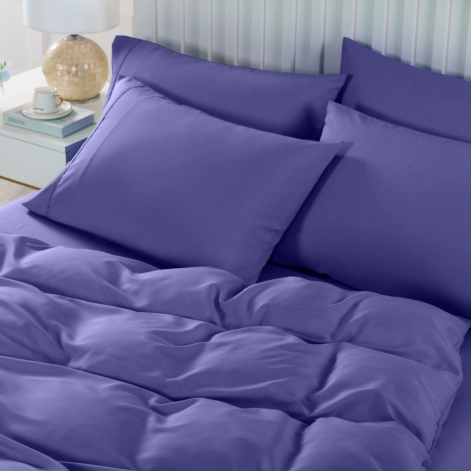 Royal Comfort | Bamboo Cooling 6pc Sheet & Quilt Cover Set | 2000TC | Double | Royal Blue - Image 3