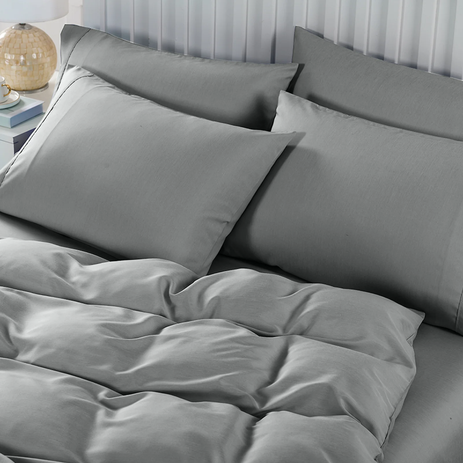 Royal Comfort | Bamboo Cooling 6pc Sheet & Quilt Cover Set | 2000TC | Queen | Grey - Image 4