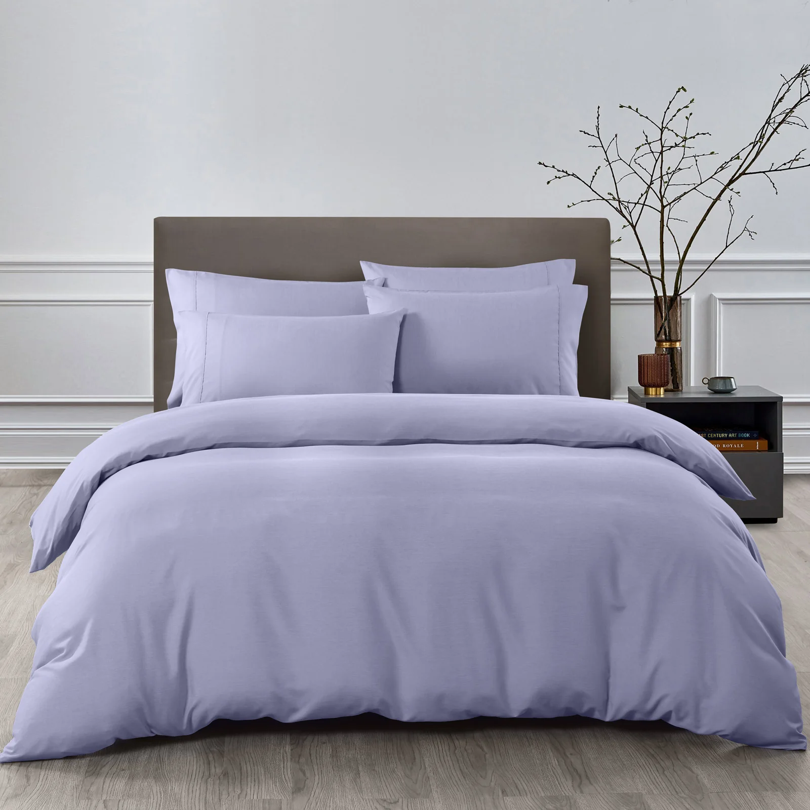 Royal Comfort | Bamboo Quilt Cover Set | 2000TC | King | Lilac Grey