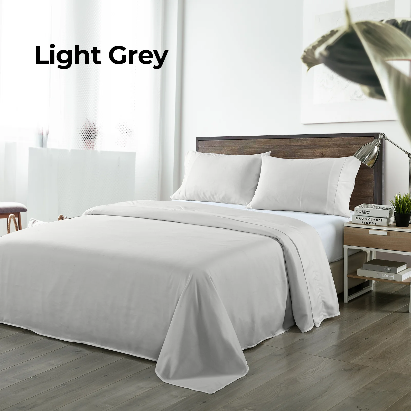 Royal Comfort | Bamboo Blend Sheet Set | 1000TC | King | Light Grey - Image 5