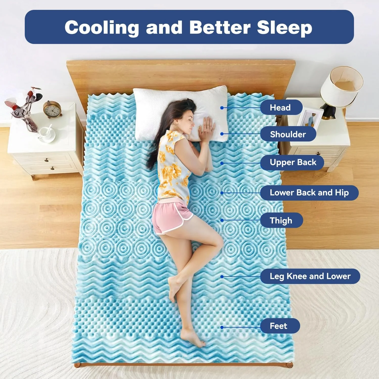 Memory Foam Mattress Topper | 7-Zone | Bamboo Cover | 8cm | Single - Image 6