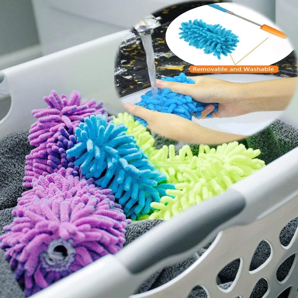 Washable Microfibre Feather Dusters with Extendable Handle (5 Pack) - Image 4